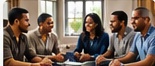 Illustrative fellowship around a table